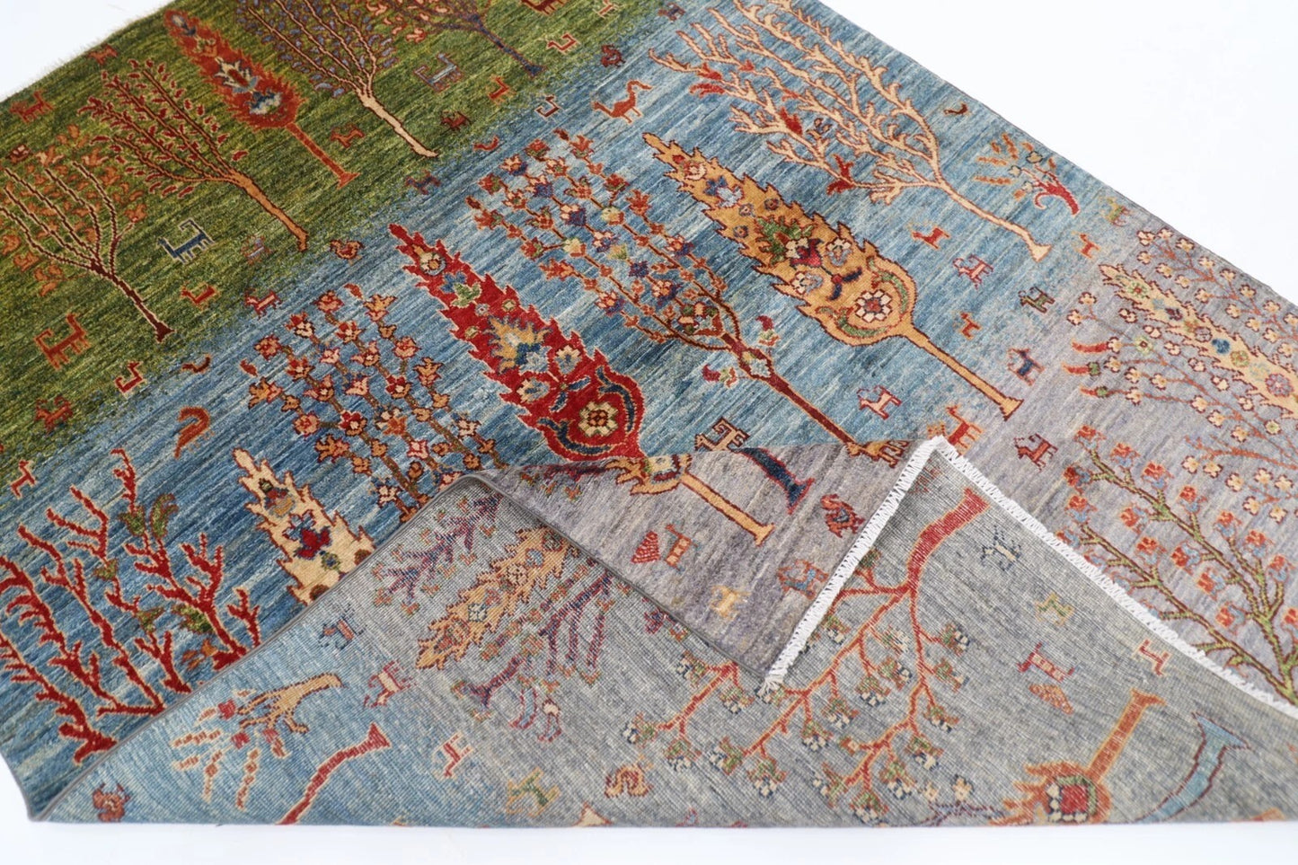153 x 203 cm | Trees Afghan Tribal Hand Knotted Veg Dye Wool carpet