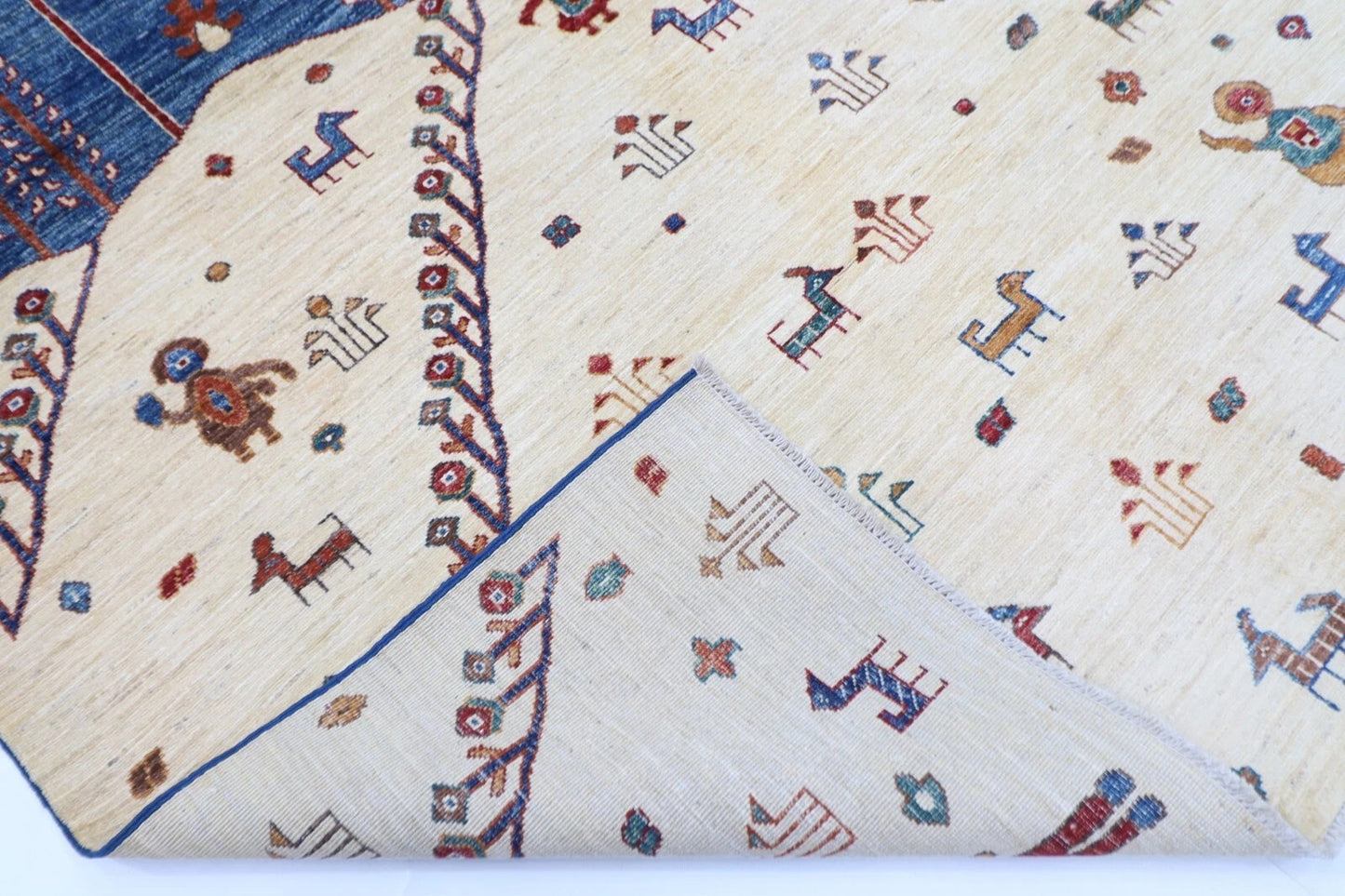 182 x 262 cm | Gabbeh Landscape Afghan Tribal Hand Knotted Veg Dye Wool Carpet