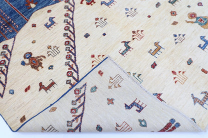182 x 262 cm | Gabbeh Landscape Afghan Tribal Hand Knotted Veg Dye Wool Carpet