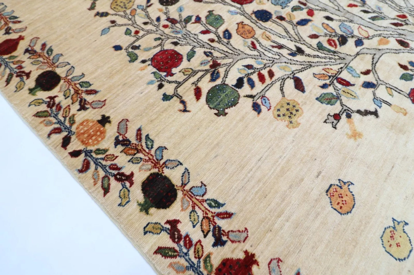 176 x 245 cm | Beige Afghan Tribal Hand Knotted Veg Dye Wool Carpet
