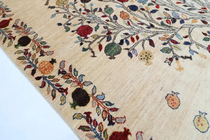 176 x 245 cm | Beige Afghan Tribal Hand Knotted Veg Dye Wool Carpet
