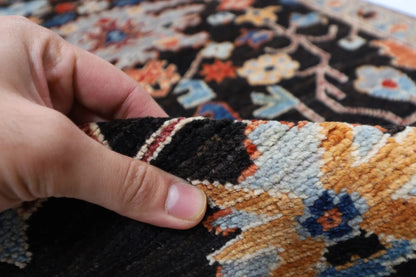 86 x 359 cm | Black Afghan Tribal Hand Knotted Wool Runner