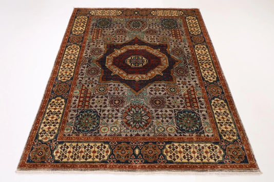 153 x 201 cm | Mamluk Afghan Tribal Hand Knotted Veg Dye Wool carpet