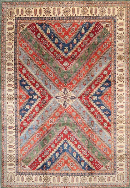 276 x 413 cm | Kazak Afghan Tribal Hand Knotted Carpet