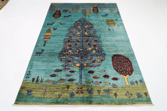 173 x 236 cm | Afghan Tribal Hand Knotted Veg Dye Wool Carpet