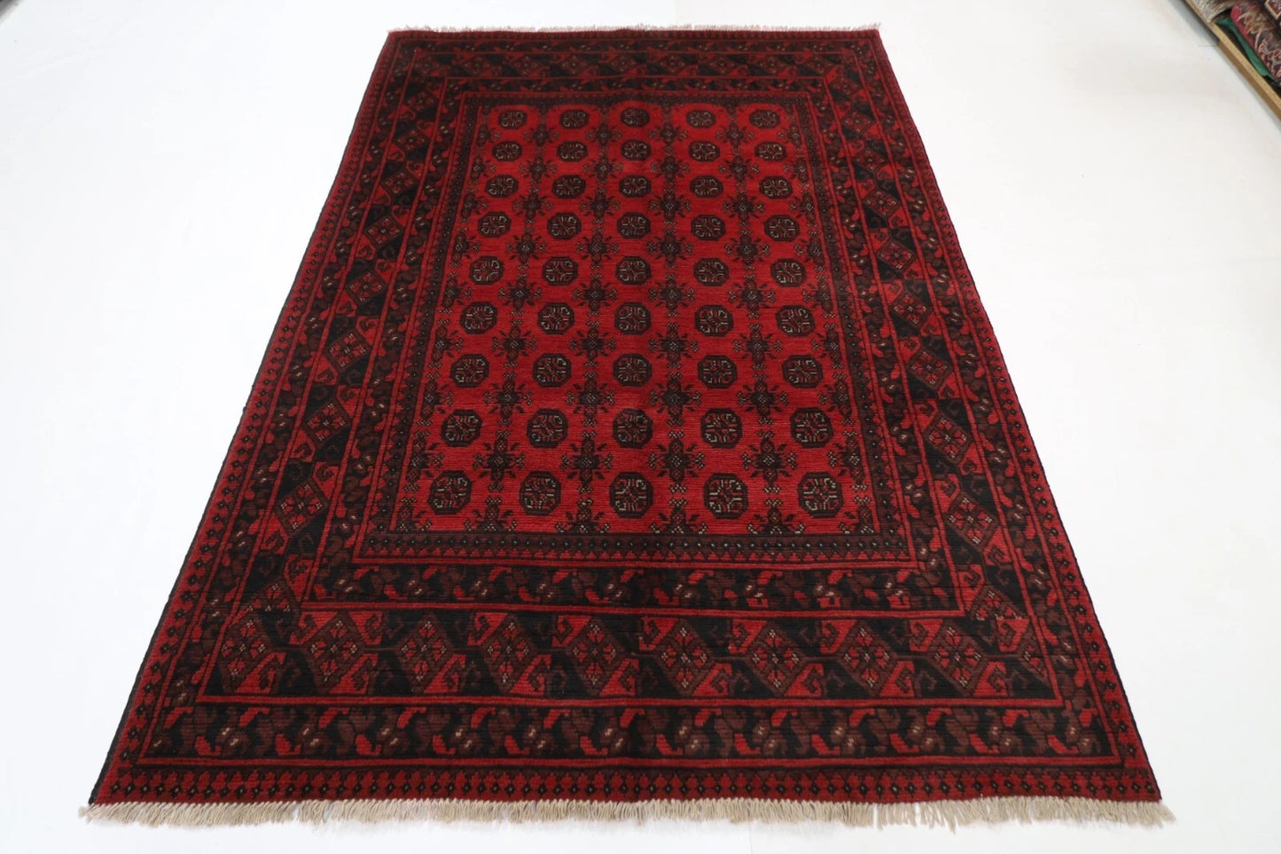 165 x 240 cm | Akja Bokhara Afghan Tribal Hand Knotted Veg Dye Wool Carpet