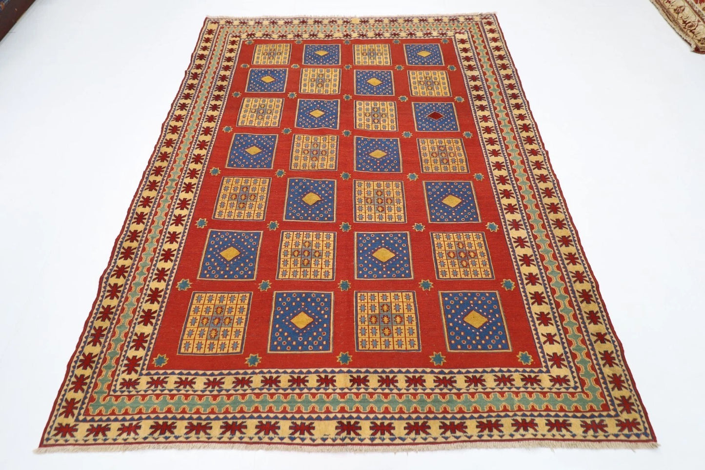 188 x 234 cm | Kilim Afghan Tribal Hand Knotted Veg Dye Wool Carpet