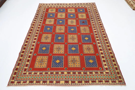 188 x 234 cm | Kilim Afghan Tribal Hand Knotted Veg Dye Wool Carpet