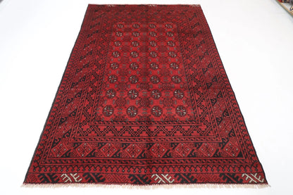 164 x 239 cm | Akja Bokhara Afghan Tribal Hand Knotted Veg Dye Wool Carpet