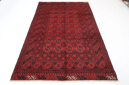 164 x 239 cm | Akja Bokhara Afghan Tribal Hand Knotted Veg Dye Wool Carpet