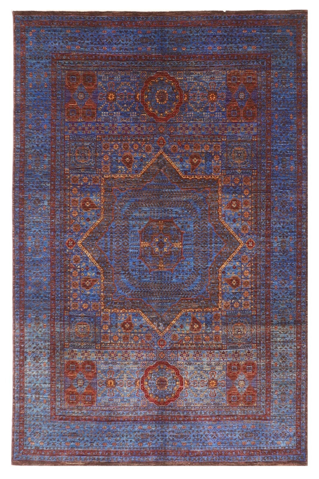 174 x 245 cm | Mamluk Afghan Tribal Hand Knotted Veg Dye Wool Carpet