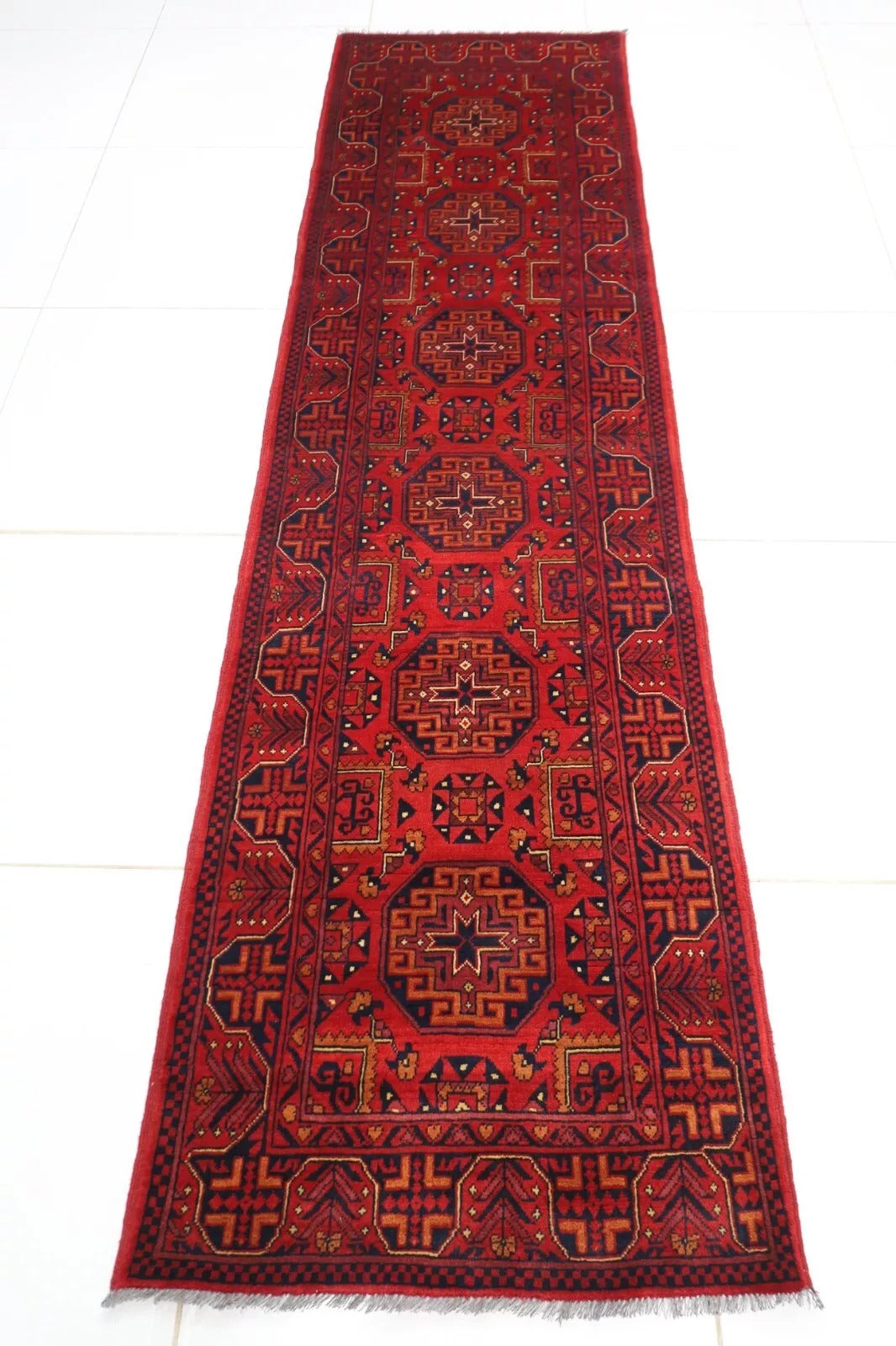 78 x 285 cm | Bokhara Afghan Tribal Hand Knotted Wool Runner