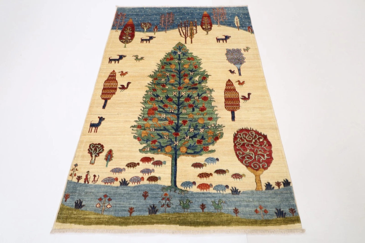 124 x 195 cm | Afghan Tribal Hand Knotted Veg Dye Wool carpet