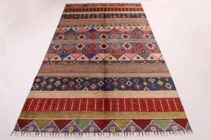 202 x 298 cm | Striped Gabbeh Afghan Tribal Hand Knotted Carpet