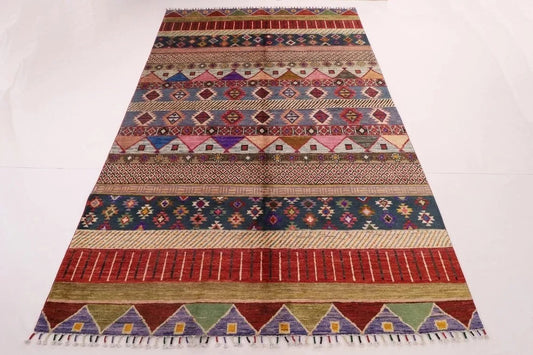 202 x 298 cm | Striped Gabbeh Afghan Tribal Hand Knotted Carpet