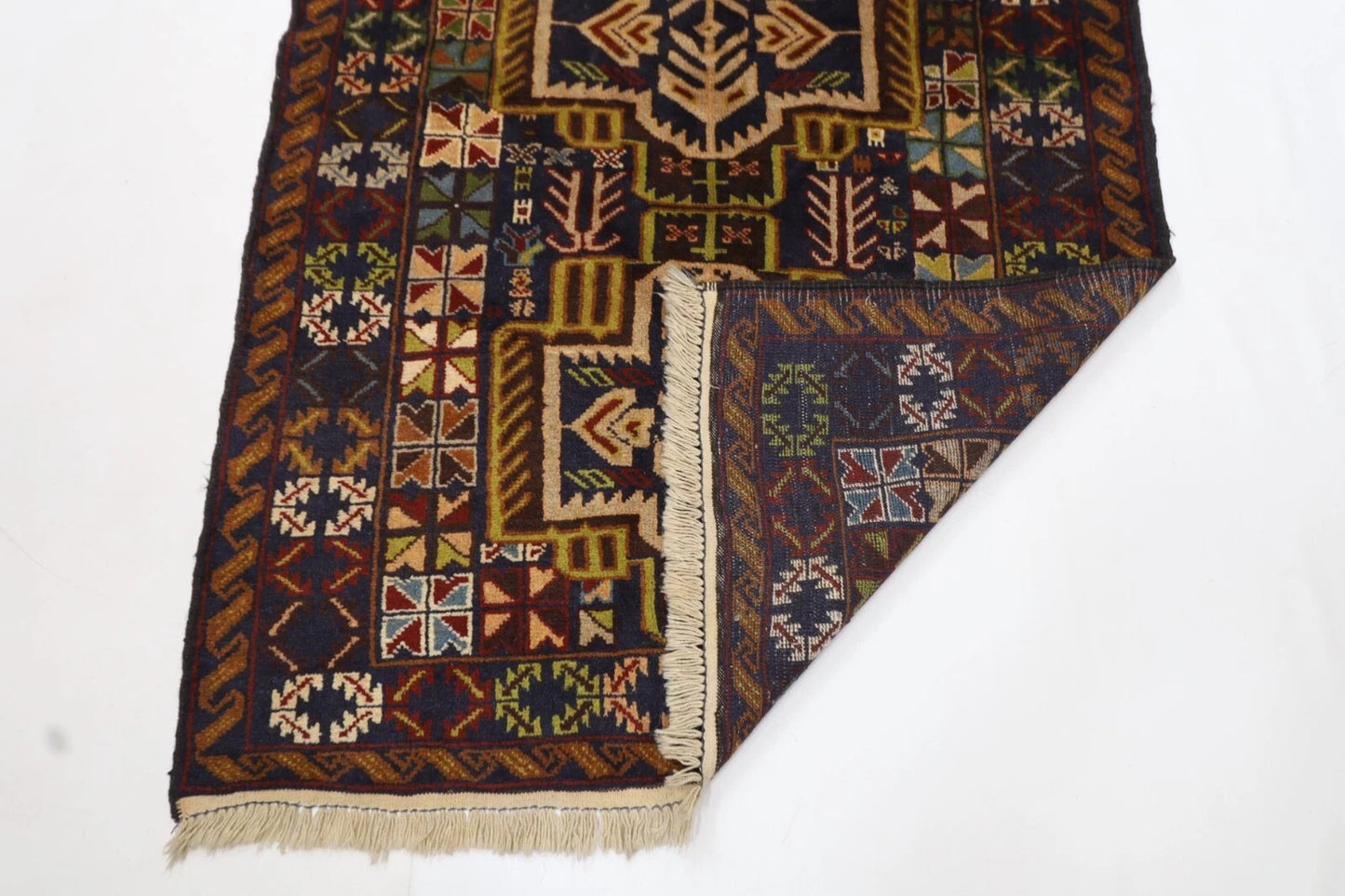 113 x 190 cm | Baluch Afghan Tribal Hand Knotted Veg Dye Wool carpet