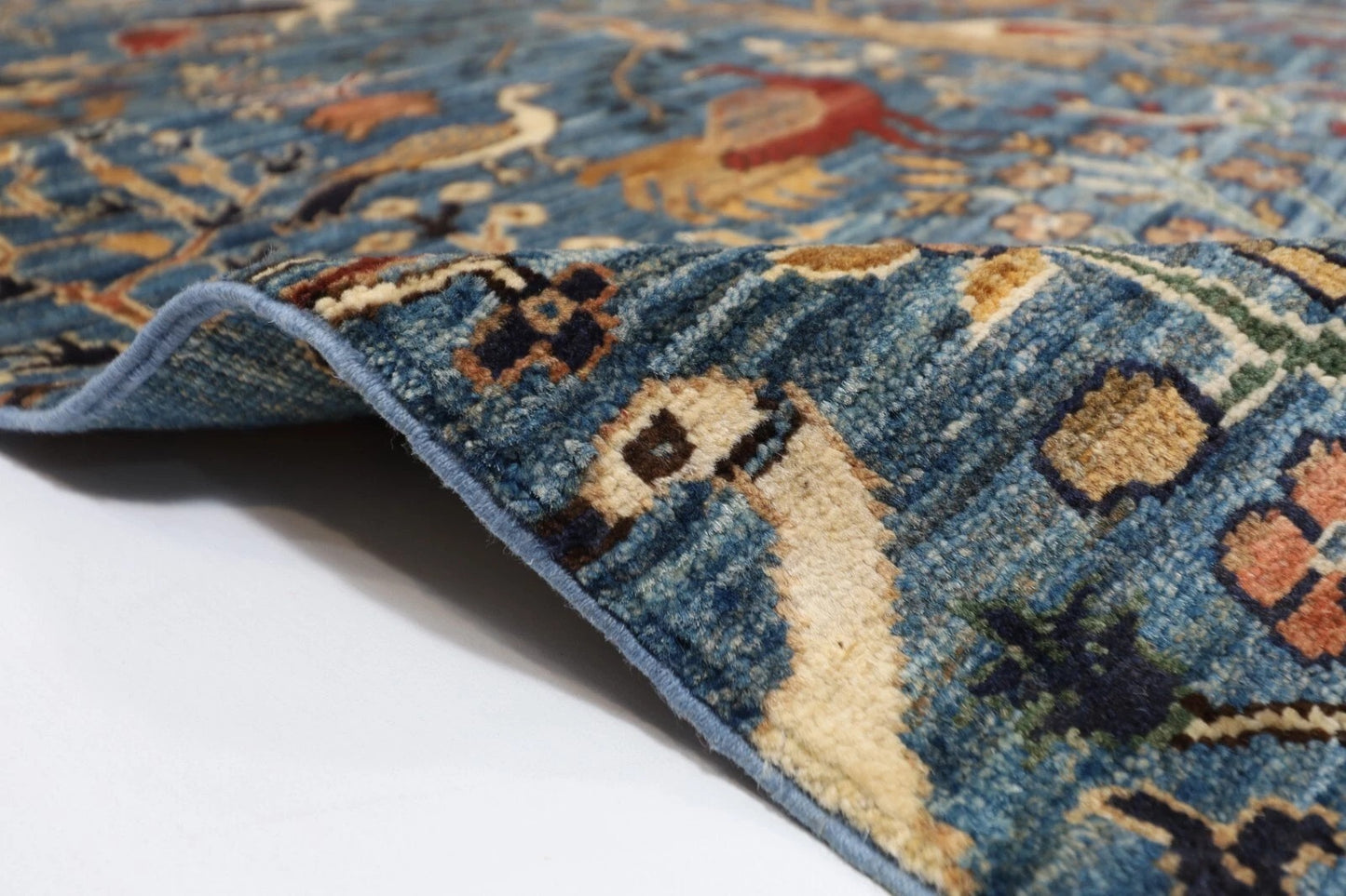 153 x 200 cm | Birds Afghan Tribal Hand Knotted Veg Dye Wool Carpet