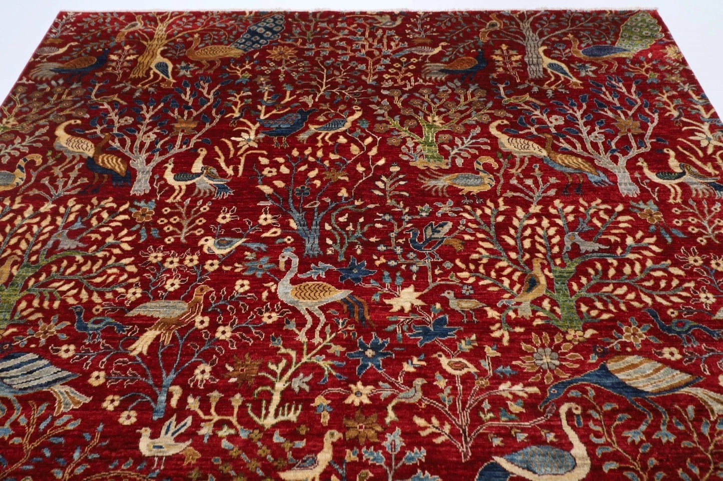 248 x 308 cm | Birds Afghan Tribal Hand Knotted Carpet