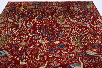 248 x 308 cm | Birds Afghan Tribal Hand Knotted Carpet