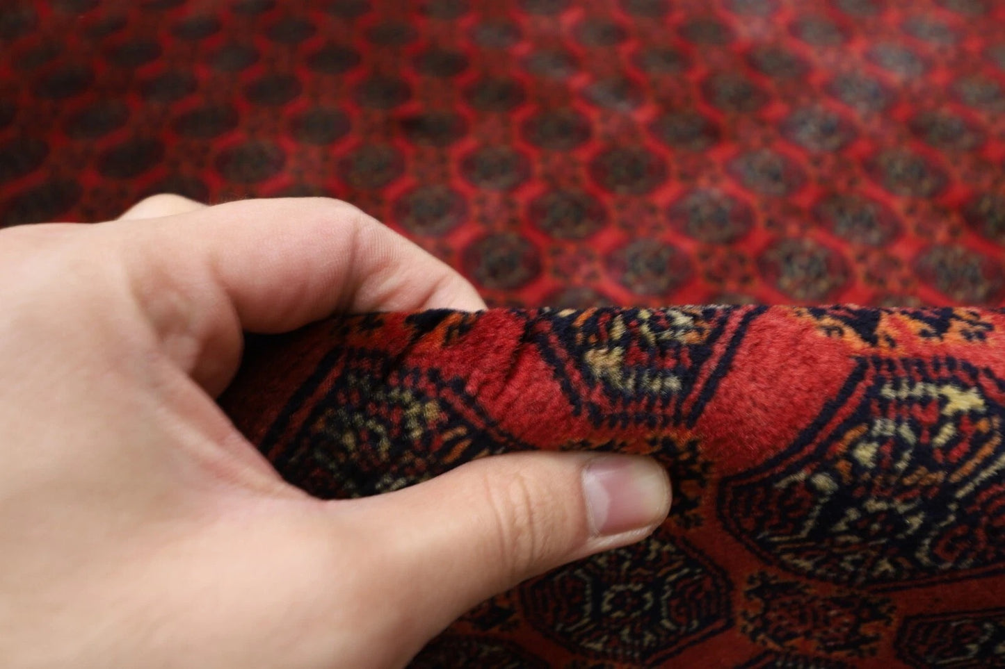200 x 292 cm | Fine Mori Bokhara Afghan Tribal Hand Knotted Carpet