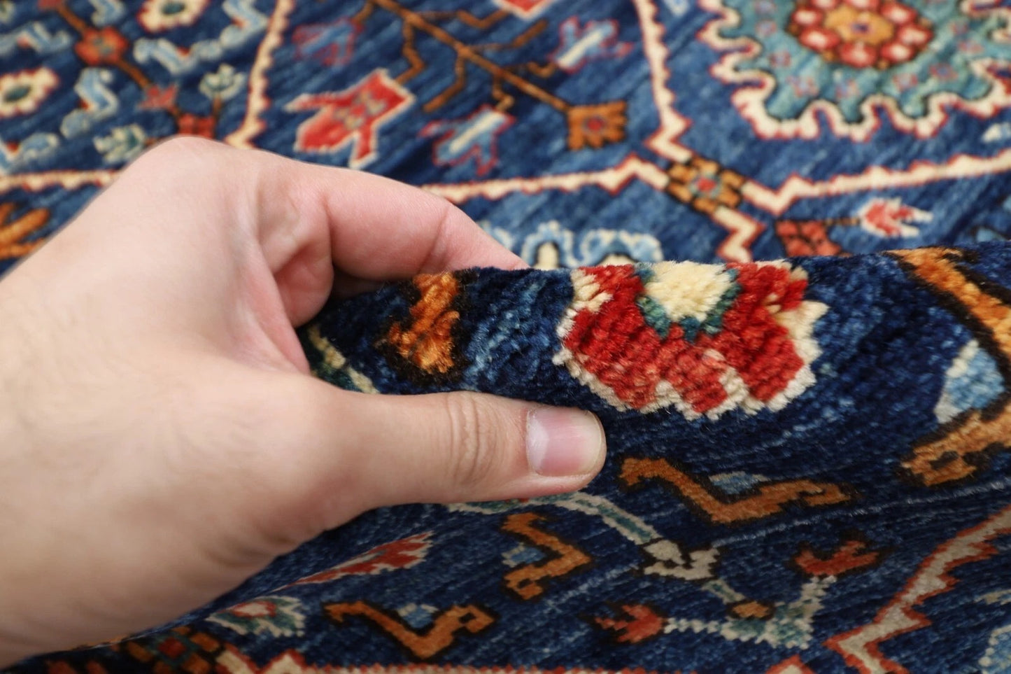 180 x 274 cm |  Afghan Blue Tribal Hand Knotted Veg Dye Wool carpet