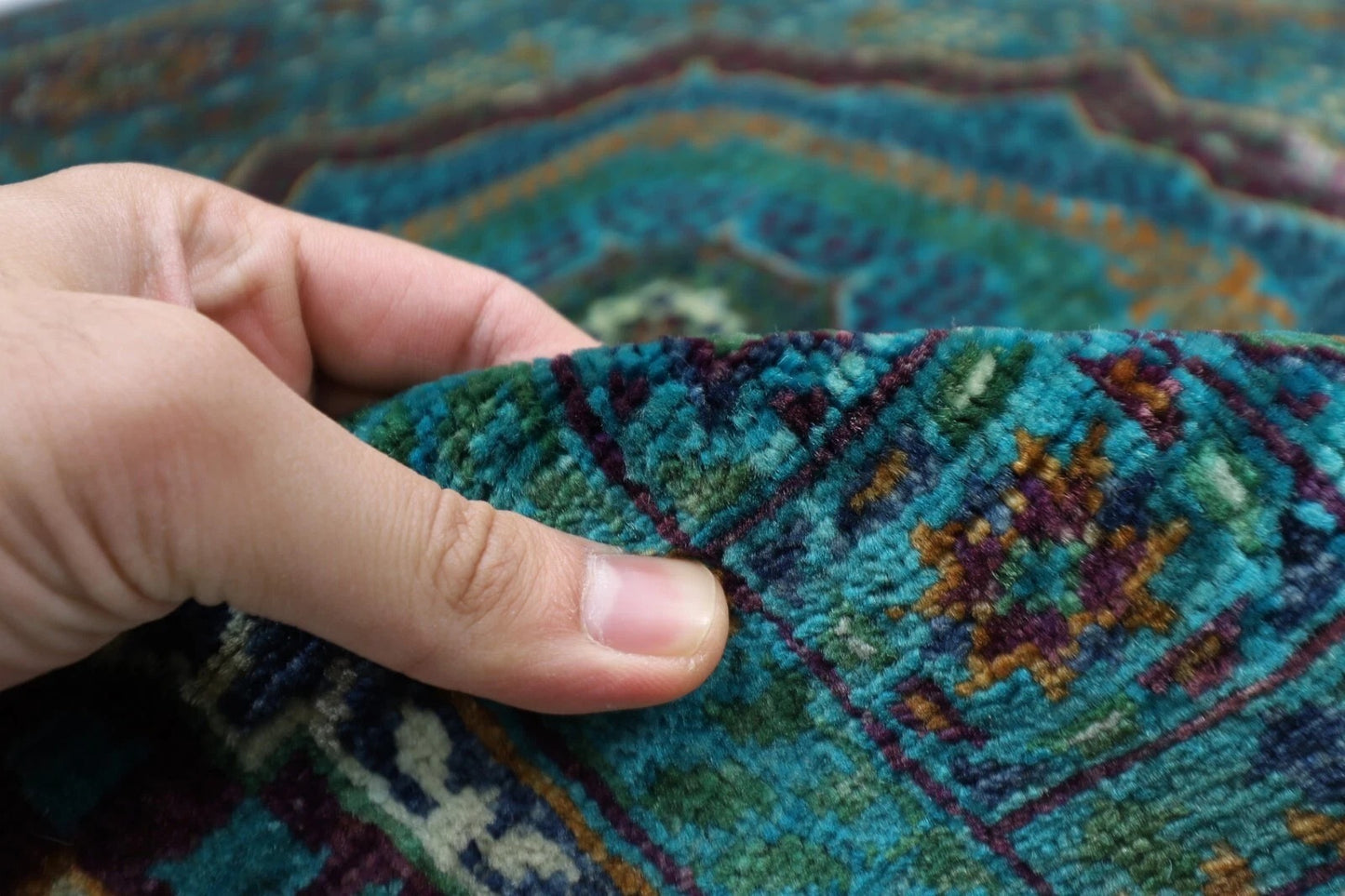 157 x 206 cm | Mamluk Turquoise Afghan Tribal Hand Knotted Veg Dye Wool carpet