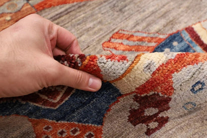 245 x 300 cm | Fish Party Afghan Tribal Hand Knotted Carpet