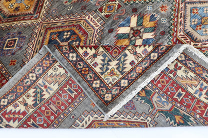 181 x 271 cm |  Kazak Gray Afghan Tribal Hand Knotted Veg Dye Wool carpet