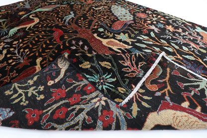181 x 266 cm |  Birds Black Afghan Tribal Hand Knotted Veg Dye Wool carpet