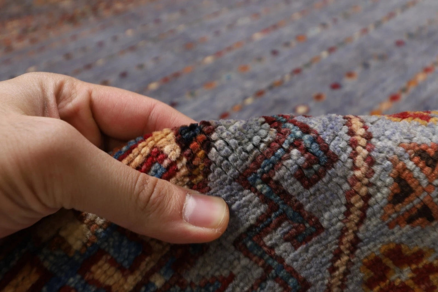 179 x 250 cm | Blueish Grey Afghan Tribal Hand Knotted Veg Dye Wool Carpet