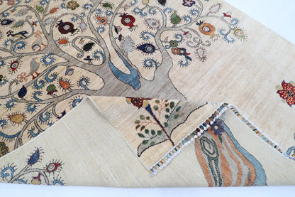 176 x 247 cm | Beige Afghan Tribal Hand Knotted Veg Dye Wool Carpet