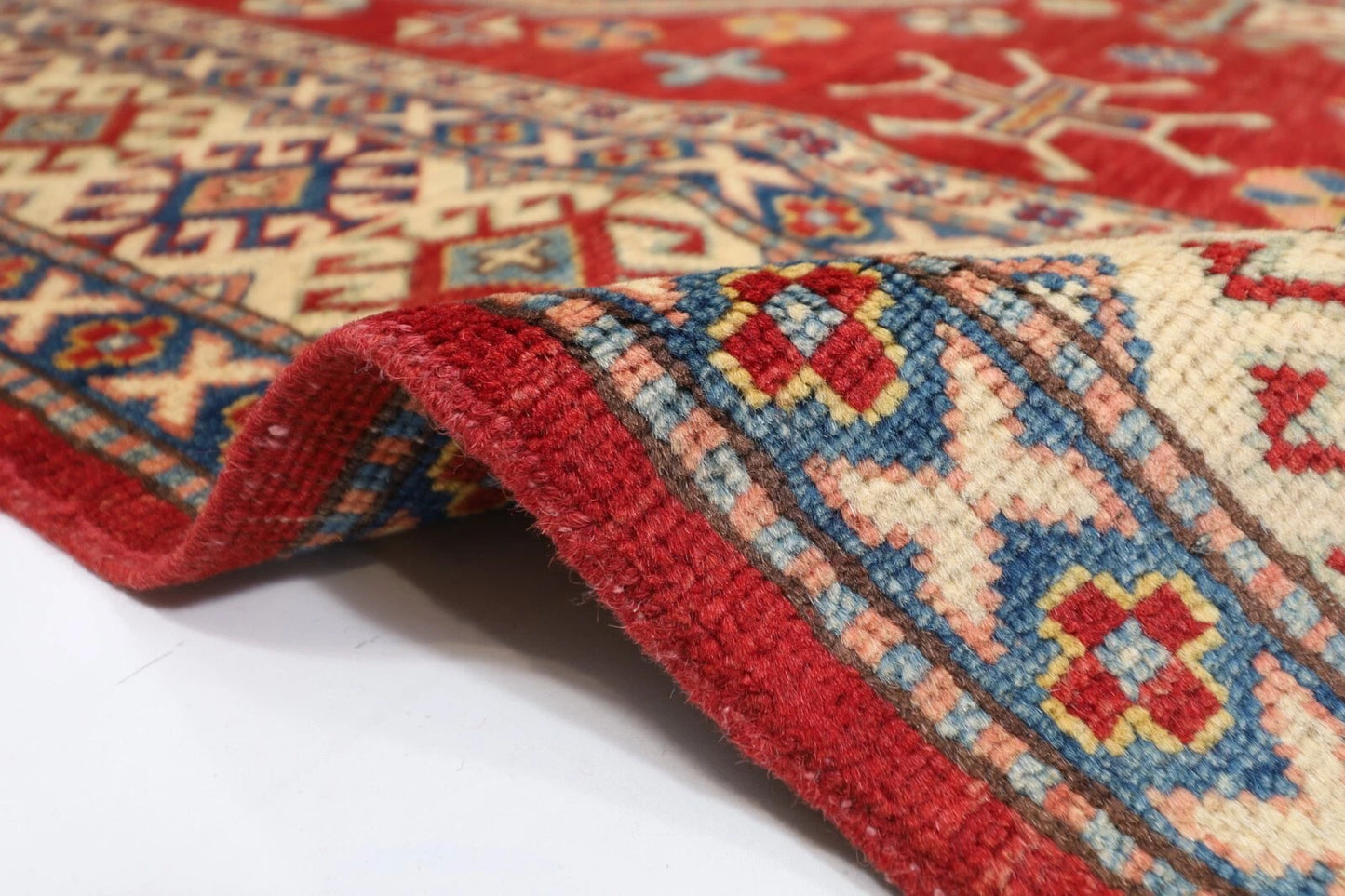 177 x 248 cm | Kazak Afghan Tribal Hand Knotted Veg Dye Wool Carpet