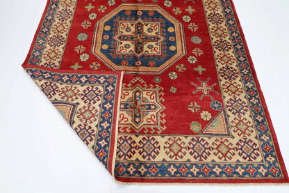 180 x 239 cm | Kazak Afghan Tribal Hand Knotted Veg Dye Wool Carpet