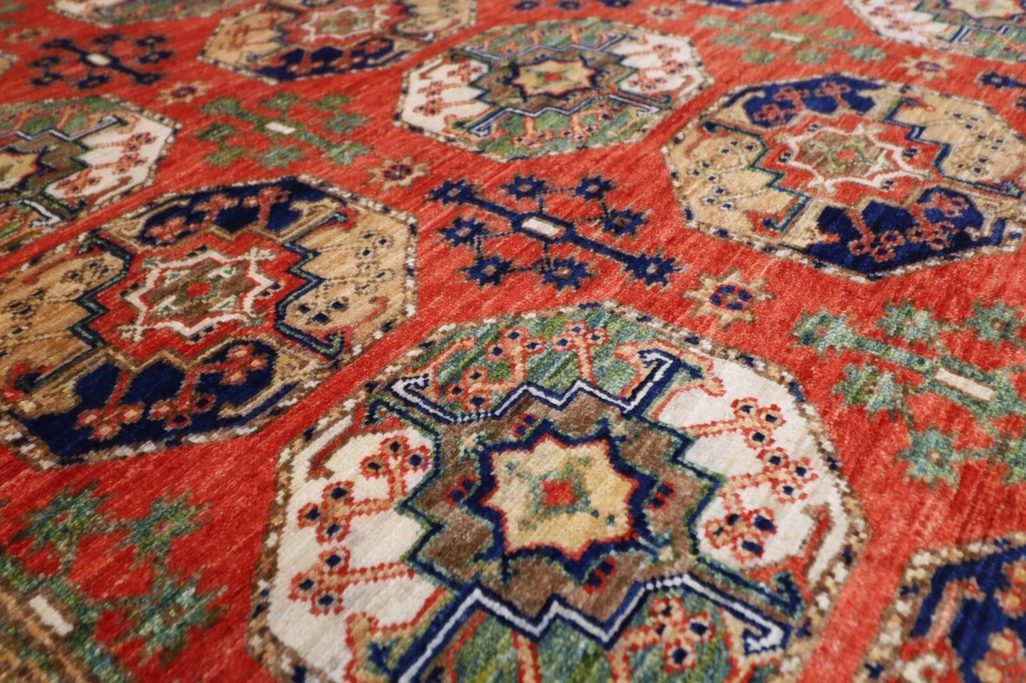 184 x 240 cm | Ersari Afghan Tribal Hand Knotted Veg Dye Wool Carpet