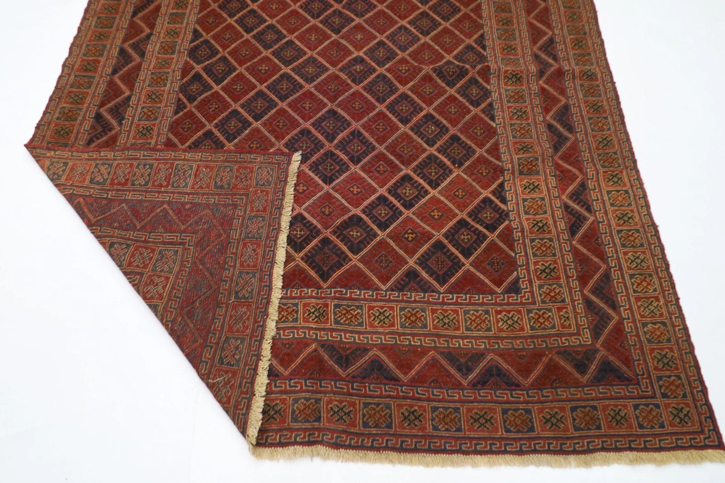 196 x 248 cm | Vintage Afghan Tribal Hand Knotted Veg Dye Wool Carpet