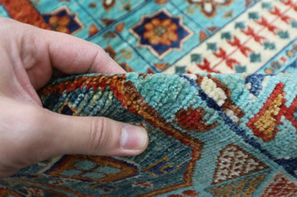 363 x 449 cm | Mamluk Turquoise Afghan Tribal Hand Knotted Carpet