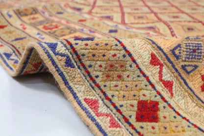 145 x 178 cm | Flat Weaved Afghan Tribal Hand Knotted Veg Dye Wool Carpet