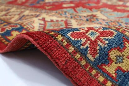 175 x 231 cm | Kazak Afghan Tribal Hand Knotted Veg Dye Wool Carpet