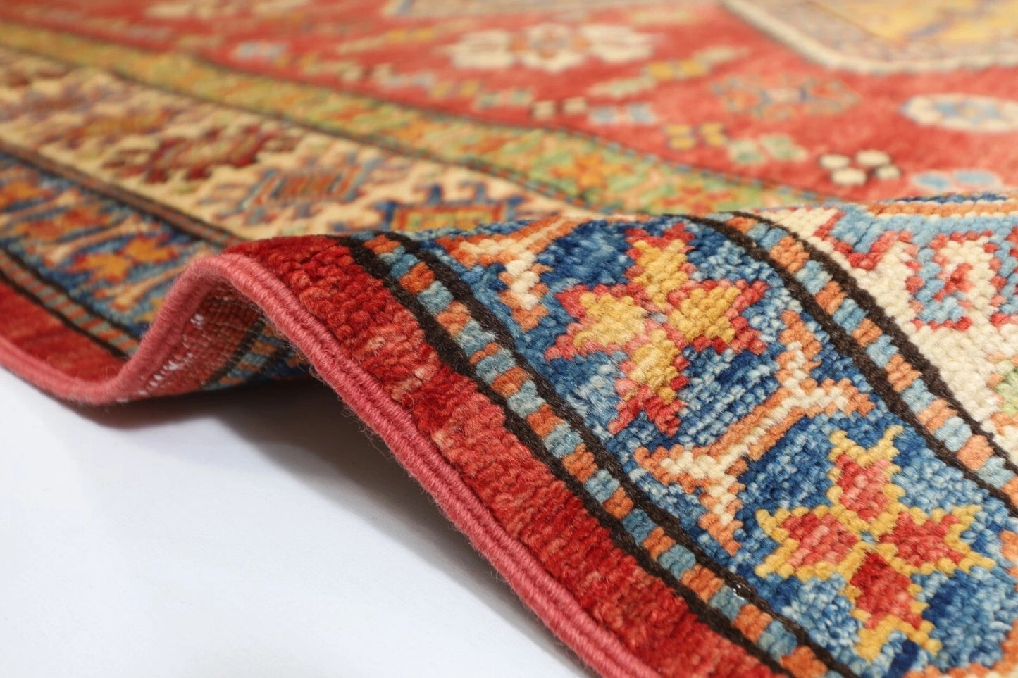 170 x 242 cm | Kazak Afghan Tribal Hand Knotted Veg Dye Wool Carpet