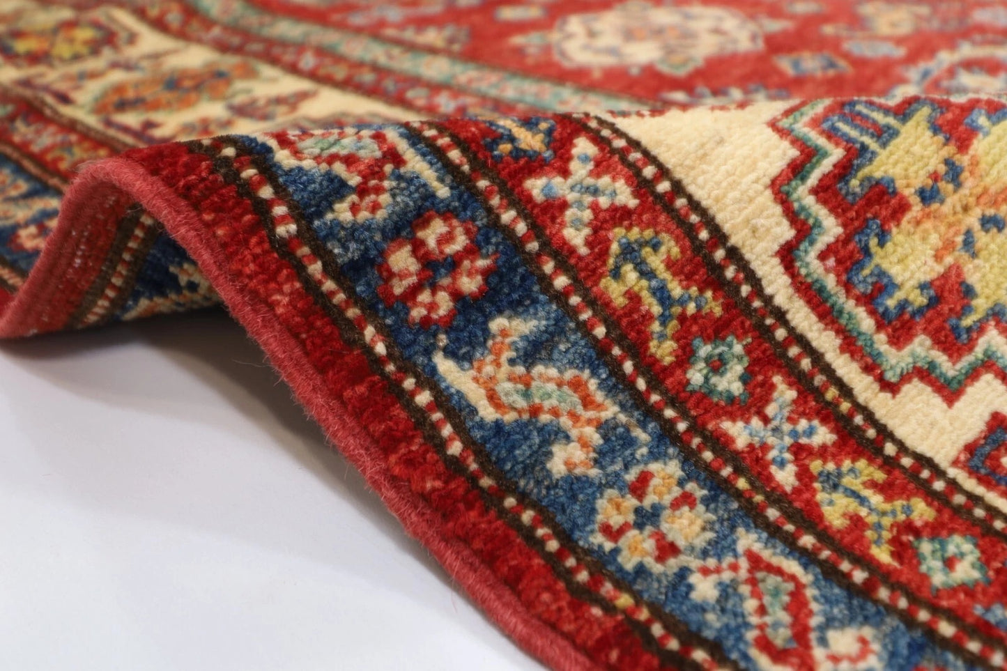 149 x 208 cm | Kazak Afghan Tribal Hand Knotted Veg Dye Wool Carpet