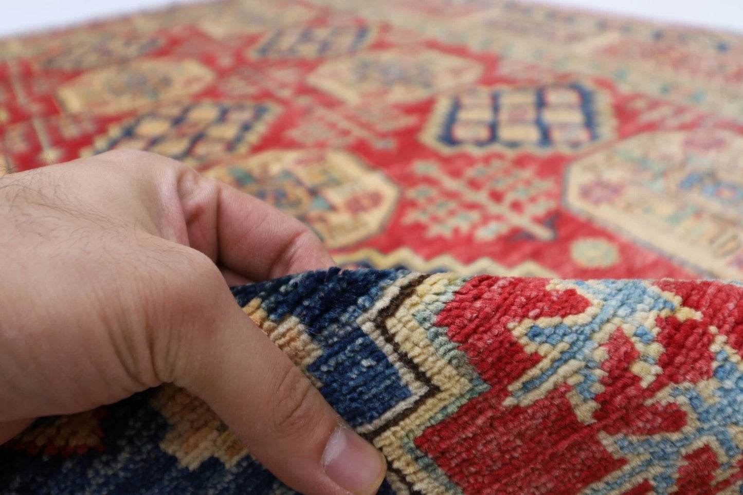 172 x 253 cm | Kazak Afghan Tribal Hand Knotted Veg Dye Wool Carpet
