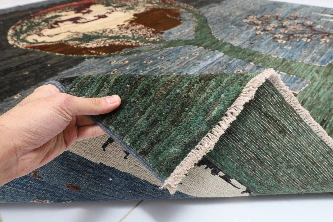 247 x 303 cm | Landscape Gabbeh Afghan Tribal Hand Knotted Carpet