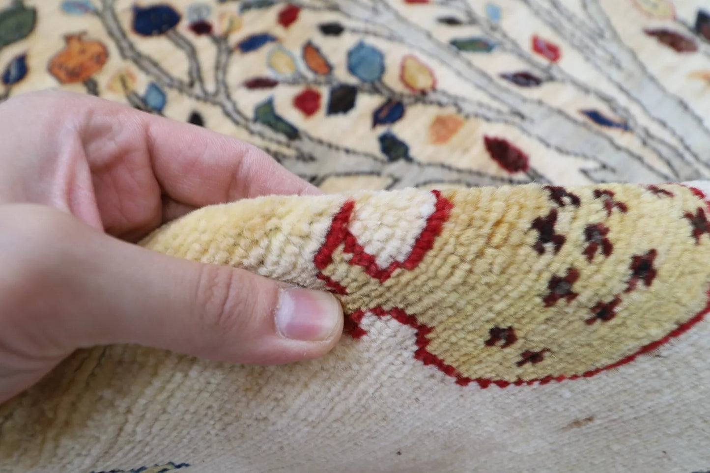 180 x 250 cm | Beige Afghan Tribal Hand Knotted Veg Dye Wool Carpet