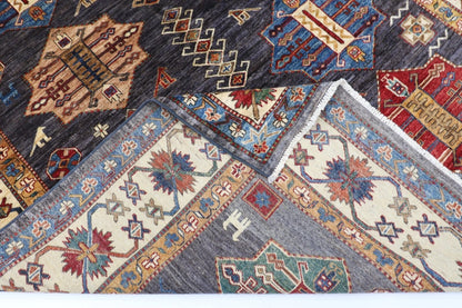 168 x 241 cm | Kazak Afghan Tribal Hand Knotted Veg Dye Wool Carpet