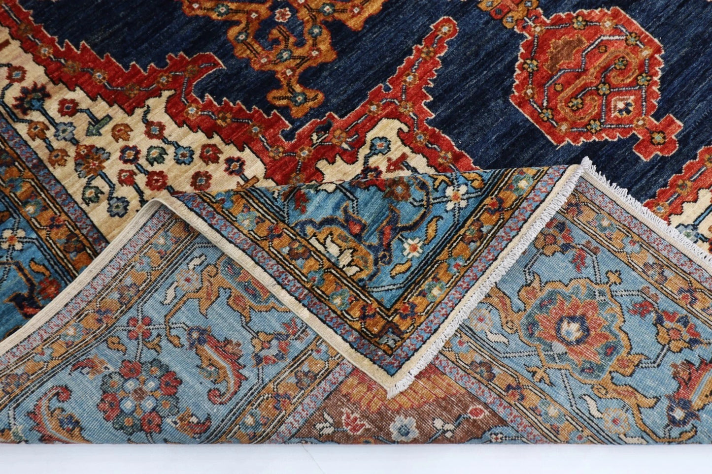 244 x 307 cm | Serapi Afghan Tribal Hand Knotted Carpet