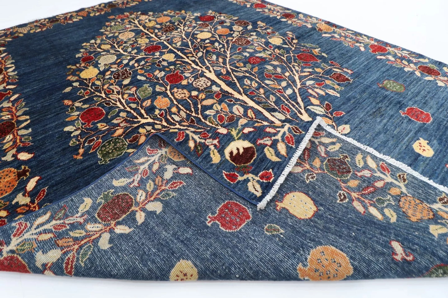171 x 242 cm | Pomegranate Afghan Tribal Hand Knotted Veg Dye Wool Carpet