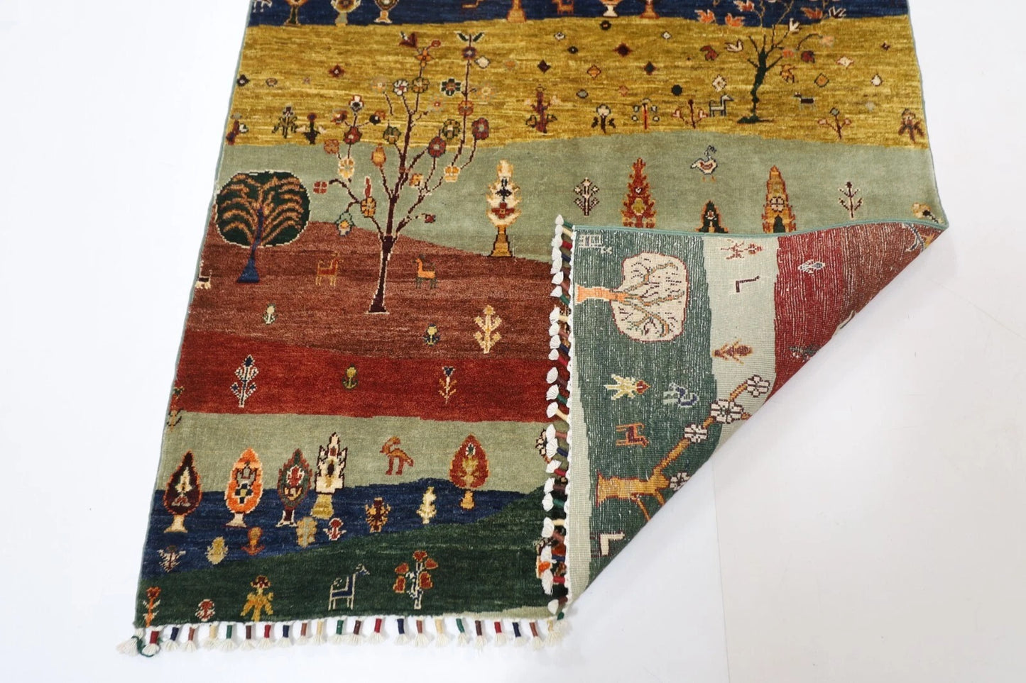118 x 172 cm | Landscape Afghan Tribal Hand Knotted Veg Dye Wool carpet