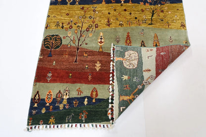118 x 172 cm | Landscape Afghan Tribal Hand Knotted Veg Dye Wool carpet