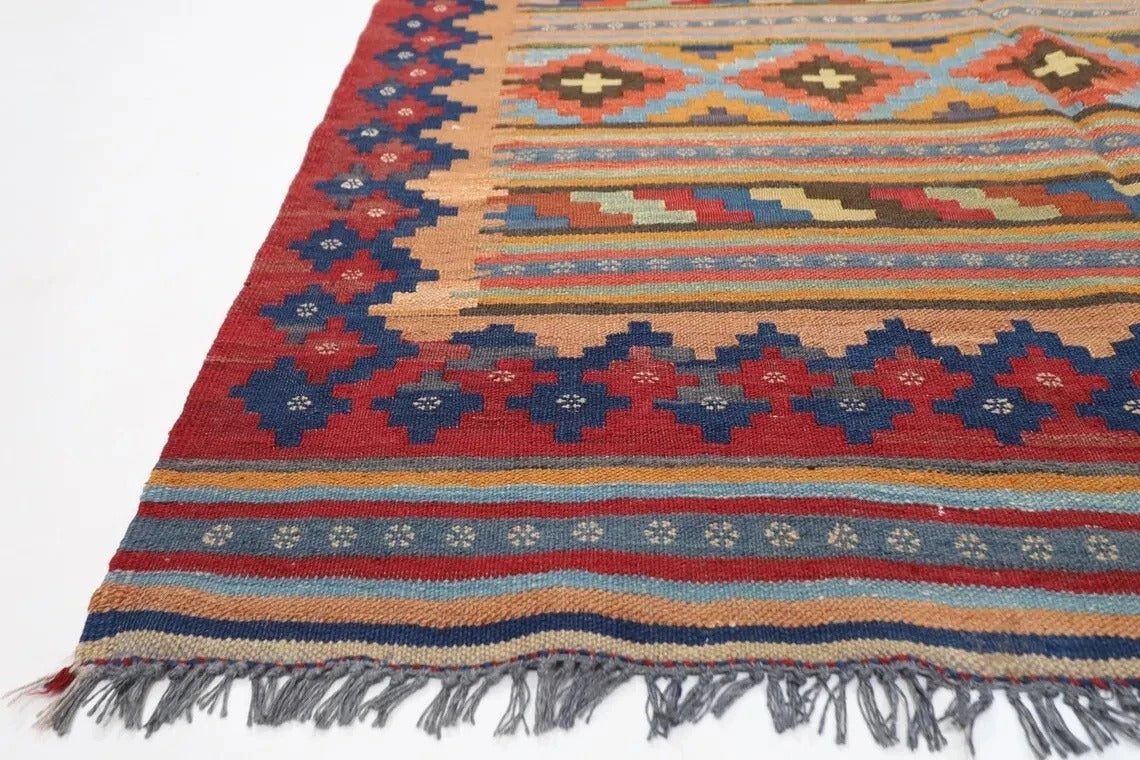 147 x 233 cm | Flat Weaved Afghan Tribal Hand Knotted Veg Dye Wool Carpet