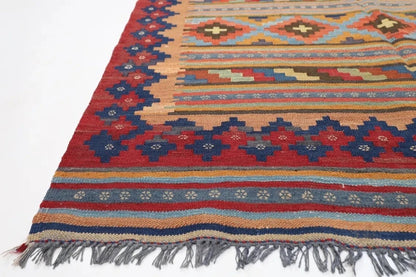 147 x 233 cm | Flat Weaved Afghan Tribal Hand Knotted Veg Dye Wool Carpet